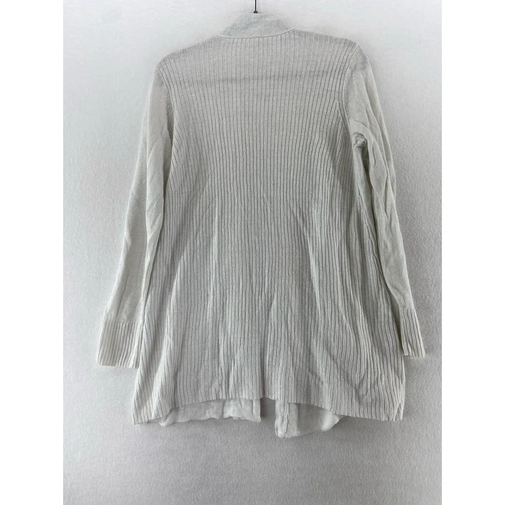 Eileen Fisher White Organic Linen Open Front Cardigan Size Medium - Picture 6 of 6